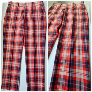 Ian Poulter IJP Designs Britain Red Tartain Split Hem Golf Pants